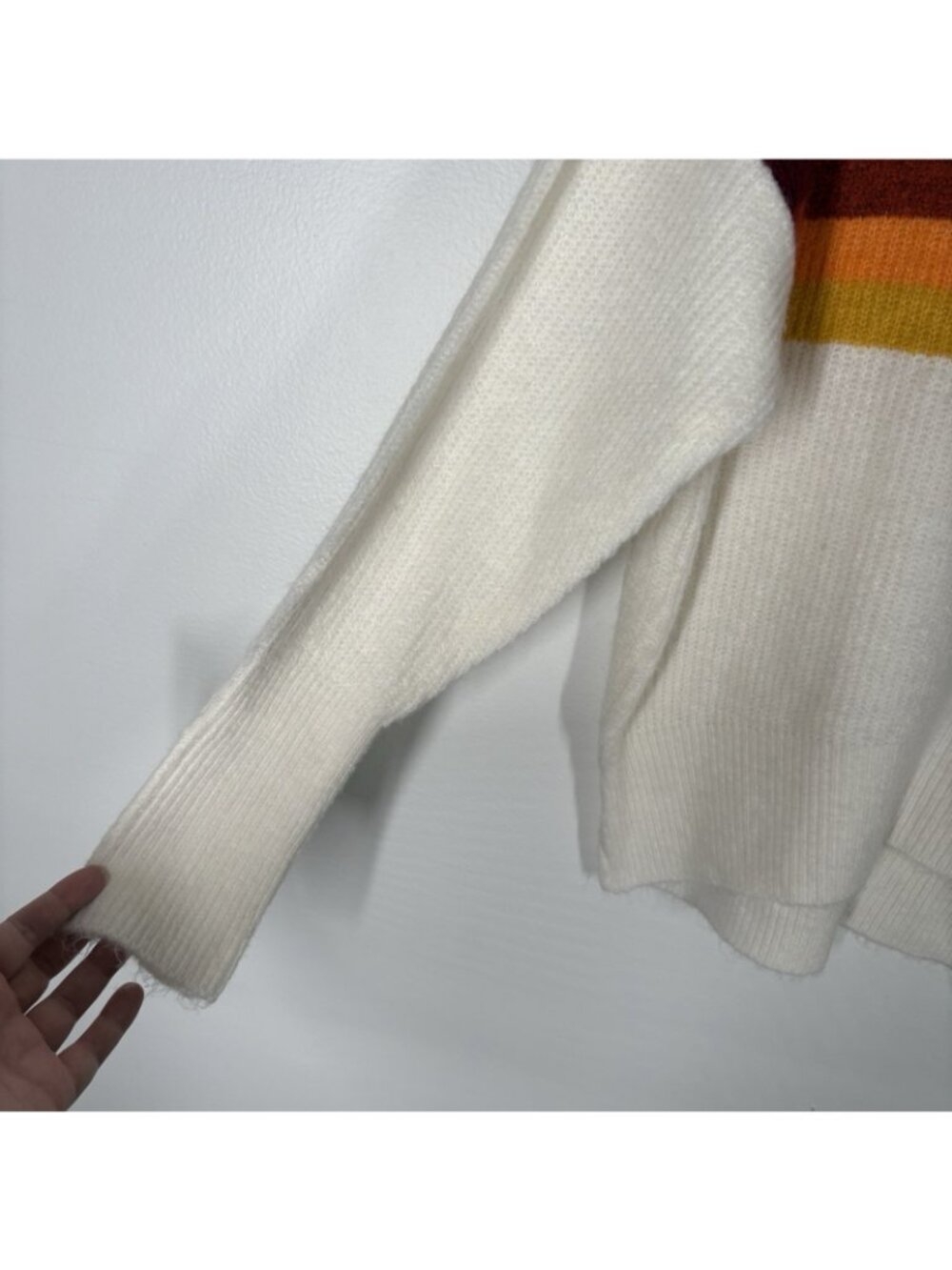 Express Women Size XS Retro Rainbow Stripe Mock Turtleneck Sweater NWT - Picture 5 of 11
